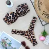 Women's Swimwear Sexy Women Bikini Brazilian Swimsuit Pushup Bra Set Two Piece Swim Suit Lowwaisted Beachwear Leopard Bathing 230313