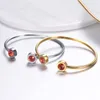 Bangle U7 Birthstone Bracciale aperto in acciaio inossidabile Jan - Dec Regalo di compleanno Gioielli per donne Ragazze Fit Wrist From