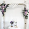 Decorative Flowers Wreaths 2PCs Artificial Wedding Arch Flowers Ivory Greenery Arbor Floral Arrangement for Party Ceremony Reception Backdrop Decoration 230313