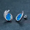Studörhängen söta kvinnliga geometriska vatten droppar vit blå opal ros guld silver färg brud för kvinnor