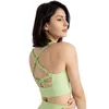 Yoga -outfit Sports ondergoed voor vrouwen Push Up Lace Cross Back Nylon Stretch Pilates Jogging Gym Training Workout Fitness Top Plus Size