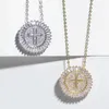 Pendant Necklaces 2 Colors Rhinestone Cross Full Crystal Hollow Out Shinny Women Wedding Necklace