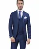 Men's Suits 3Pieces Mens Fashion Design Navy Blue Wedding Groom Tuxedos Slim Men Suit Party Dress Morning Style(Jacket Pants Vest Tie)