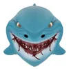 Party Masks Halloween Bloody Shark Head Latex Mask Party Costume Masquerade Shark Full Head Mask Animal Cosplay Realistic Mask 230313