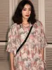 Women's Blouses 2023SS Tie-dye Pink Shirt Loose All-match Couple Button-up Jacket Trend Vintage Hong Kong Style Short-sleeved Blouse