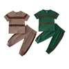 Zestawy odzieży modne dziewczęta Zestaw ubrania bawełniane swobodny lampart dla dzieci krótkie rękawy topsplants 2pcs maluch niemowląt Dzieci stroje 230313