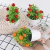 Decoratieve bloemen kransen kunstmatige planten bonsai oranje granaatappel fruit chili boom potten vensterbank decor huistafel decoratie mini