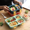 Dinnerware Sets 3-color Plastic Simple Lunch Box With Soup Bowl Children's Can Be Microwave Office Workers Snack Plate