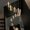 Lustres de lustre de cristal moderno lâmpadas pendentes grandes luminárias de escada de luxo luminárias longas saguão de corredor em casa pendurada lâmpada de lâmpada Cristal gc007