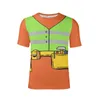Camisetas masculinas de desenhos animados para cartoon trabalhadores de construção de roupas de jogo de partida de game de bonde de camisetas de camisetas