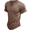 Heren t shirts t-shirt zomer stevige heren kleding top elastische katoenen knop mode eenvoudige korte mouw