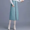 Skirts Winter Warm Down Cotton Women 2023 Fashion Mid-length Thicken Windproof Zipper Pocket Ladies A-Line Skirt
