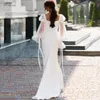 Elegante Satin Mermaid Wedding Jurk Long Puff Sleeve Sexy Beach Square Collar Bridal Jurken Custom Made Summer Robe de Mariee 2023