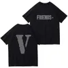 VLONE オリジナルデザインメンズ Tシャツ VLONE ロゴ夏の漫画ノーカラー半袖レタールーズ多用途トップス Tシャツ黒、白、赤 VL1058