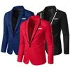 Men's Suits Casual Suit Jacket Color Block Single Button Autumn Winter Non-iron Pockets Blazer