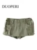 Women's Shorts DUOPERI Women Fashion Cargo Denim Skirt Shorts With Belt High Waist Zipper Fly Female Pants Mujer 230313