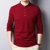 Men's T Shirts 2023 Spring Mens Tshirt Long Sleeve Stand Basic Solid Tops Tee Men Casual Cotton T-shirt Male Slim Fit Undershirt M-4XL