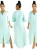 Vestidos casuais Vestido de camisa longa da primavera Cardigan Cardigan Classic Solid Color Loose Robe Vestido Women Summer 2023