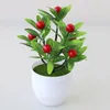 Decorative Flowers Mini Tree Bonsai Artificial Plants Simulated Green Plant Potted Fruit Fake Flower Decoration Plastic Home Office