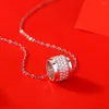 Choker TKJ S925 Echt Silber Senior Halskette Moissanit Ten Mile Galaxy Anhänger Mode Schlüsselbein Kette frauen Hochzeit Schmuck