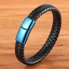 Charm Armband Classic Luxury With Leather Combination Suture Blue Simple Buckle Titanium Steel Men's Armband Hand Woven