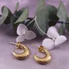 Hoop Earrings Half Circle Ear Studs For Women Stainless Steel Gold Color Earring Jewelry Argollas Mujer Aros Acero Inoxidable E9532