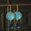 Brincos de argola Sleep Angel Drop Drop vintage Ear Clip Antique for Women