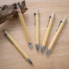 Bamboo Wood Ballpoint Pen 1.0mm Tip black Ink Business Signature Ball Pen Office School Wrting Stationery 100pcs