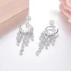 Kolczyki Dangle Sljely moda 925 Sterling Srebrna woda kropla długa kobiety Cubic cyrkonż