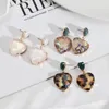Dangle Earrings Wholesale 12 Pair Lot Double Heart Drop Iridescent Abalone Shell Leopard Love For Women