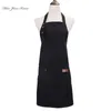 New 2021 New Fashion Unisex Work Apron For Men Canvas Black Apron Bib Adjustable Cooking Kitchen Aprons For Woman With Tool Pockets