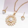 Necklace Earrings Set MINHIN Gold Color Chain Pearl For Women Pendant Appointment Costume Jewelry