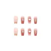 Faux Ongles 24pcs Carré Rose Papillon Art Blanc Amour Coeur Couverture Complète Ongles Élégant Faux