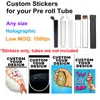 Custom Premium Roll tube stickers glass plastic tube stickers Packaging Paper Sticker low MOQ Wholesale