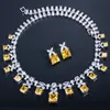 Wedding Jewelry Sets CWWZircons Gorgeous Princess Cut Yellow Cubic Zirconia Stone Women Party Costume Necklace for Brides T351 230313