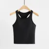 Lu débardeur coupe ajustée sans manches tenues de Yoga chemise brossée femmes sport d'entraînement avec soutien-gorge rembourré