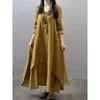 Casual jurken Moonbiffy elegante katoenen linnenjurken voor vrouwen Mori Girl Style Casual Dress Plus Size Loose Long Sleeve Robe Club Outfits 230313