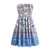 Casual jurken voor zomer 2023 dames off -schouder bodycon jurk y2k buis strapless mini floral print boho strand