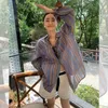 Chemisiers pour femmes Deeptown femmes rayé Vintage surdimensionné Chic élégant jeunesse Style coréen Patchwork chemises Streetwear dames hauts à la mode