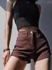Kadın Şortu Kadın Tatlı Girly Style Yüksek Bel İnce Düz Denim Düz Renk Bacak Uzunluğu Elastik Kravat Kadın Giyim Mjam