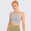 Yoga Outfit Women's High Neck Longline Sports Bra Racerback Wirefree Padded Crop Tank Top