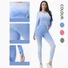 Set attivi Tuta sportiva da donna senza cuciture sfumata a due pezzi Fitness Set da yoga femminile Ombre Push Up Allenamento Abbigliamento da palestra Abbigliamento da corsa Abbigliamento sportivo