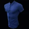 T-shirts pour hommes Mode d'été Chemise à manches courtes Hommes Super Slim Fit Mâle Casual Social Business Robe Chemise Marque Hommes Fitness Sports Vêtements 230311