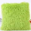 Oreiller fausse fourrure couverture couleur unie doux Long moelleux en peluche coussins pour voiture maison canapé taie d'oreiller décorative 43x43cm