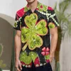 Men's T Shirts Mens Fashion Casual St Patricks Day 3D Digital Printed Pocket Lapels Single Breasted Short Holiday Streetwear Print Camisa