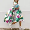 Casual Dresses Summer Women Dress Vintage Loose O Neck Half Sleeve Floral Printed A-Line Dresses Elegant Boho Beach Long Dress Vestidos 230313