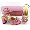 Klänningskor Fashion Pink Women High Heel 8.5cm Matchväska med strassdekoration Afrikanska pumpar och handväska Set Mm1123