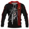 Fashion Trend Brand Men's Knight Templar Digital Print Casual groot formaat S-6XL Hoodie 001