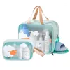 Storage Bags Dry And Wet Waterproof PU Pouch Women's Cosmetic Makeup Daily Toiletries Organizer Large Capacity Bath Wash Bag