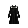 Casual Dresses Autumn Winter Knitted Dress Women Long Sleeve Mini Vestido Korean Elegant Cute Girls Black Feminina Ropa Mujer